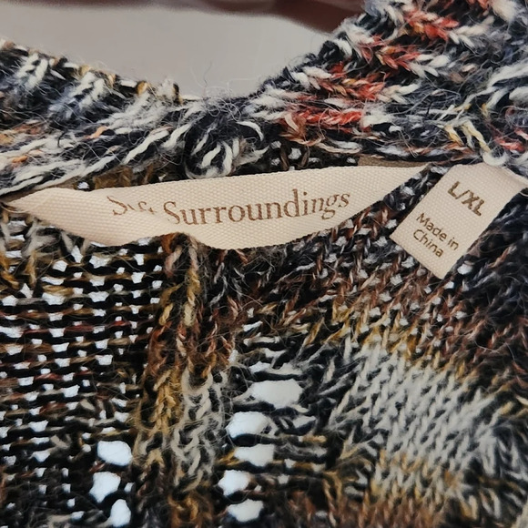 Soft Surroundings Knit Long Line Cardigan Sweater Colorful Stripes Blue L XL - Picture 4 of 5